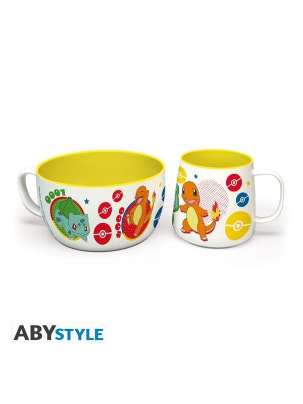Abystyle Pokemon Breakfast Set Mug Bowl Pikachu Amp Kanto Starters Krus