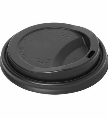 Plastlåg ø90 Mm Bionedbrydelig Sort Til Papbæger 50 Stk