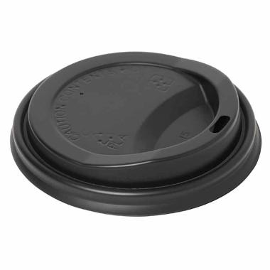 Plastlåg ø90 Mm Bionedbrydelig Sort Til Papbæger 50 Stk