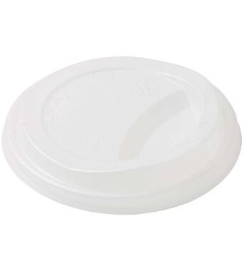 Plastlåg ø90 Mm Hvid Bionedbrydelig Til Kaffebæger 50 Stk