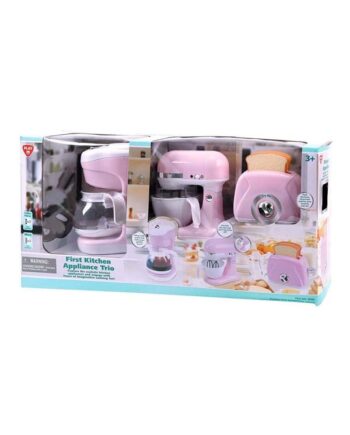 Play Kitchen Mixer Coffee Maker And Toaster Pink 7pcs