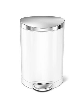 Simplehuman 6l Halvrund Pedalspand  Hvidt Stål