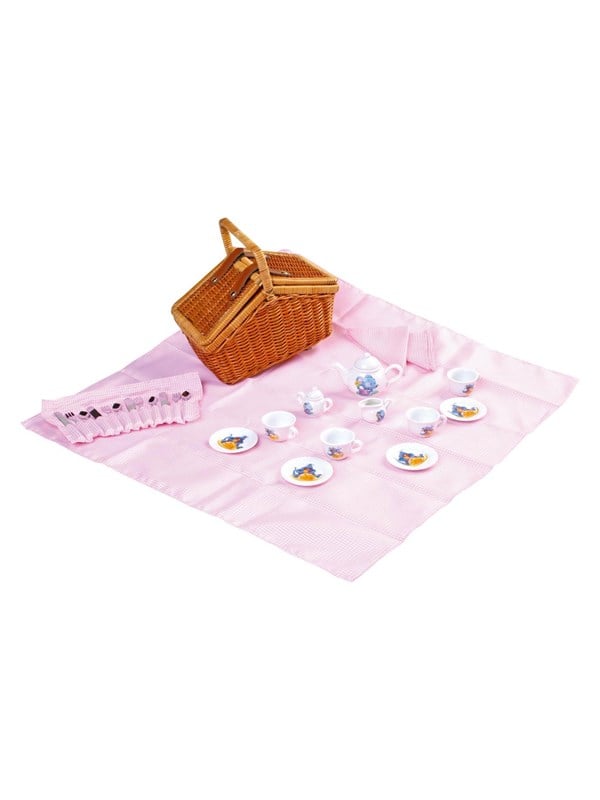 Small Foot Wooden Picnic Basket With Tableware Romantic 30 Pcs
