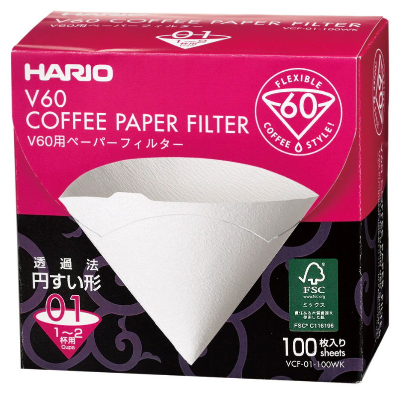 V60 Kaffefiltre 01 100 Stk æske Hvid